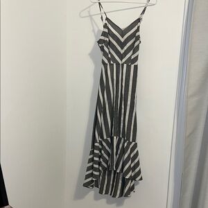 Cozy Casual Asymmetrical Black and White Dress